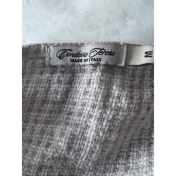 Contessa Teresa Midi Shift Dress M Sand Linen Cotton Lagenlook Boho Casual ITALY - Picture 7 of 11